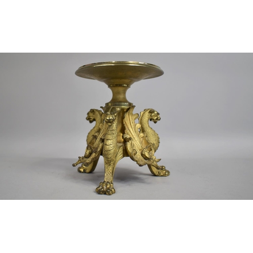 120 - A 19th Century Grand Tour Gilt Bronze Ormolu Tazza with a Dished Top Supported on Three Lion Monopod... 