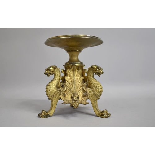 120 - A 19th Century Grand Tour Gilt Bronze Ormolu Tazza with a Dished Top Supported on Three Lion Monopod... 