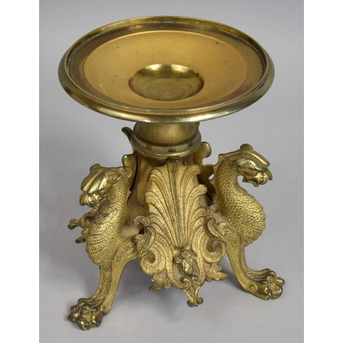 120 - A 19th Century Grand Tour Gilt Bronze Ormolu Tazza with a Dished Top Supported on Three Lion Monopod... 