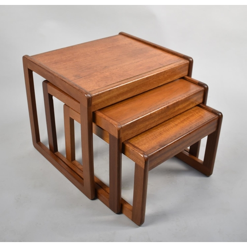 126 - A 1970s Nest of Three Teak tables, Longest 50cms Wide