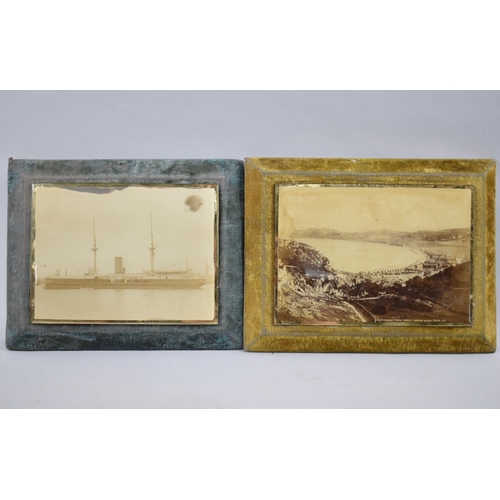 148 - Two Framed Edwardian Postcards, Steamship and Llandudno, Each 28x22cms