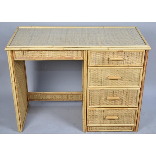 150 - A Modern Bamboo and Cane Dressing Table with Four Drawers to Side of Kneehole, 97cms Wide