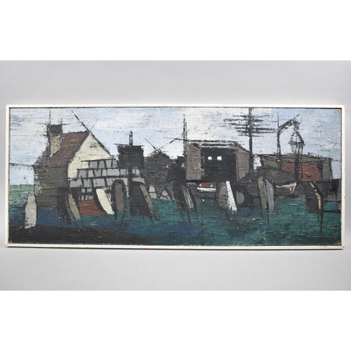 153 - A Framed Oil on Card, Harbour Scene, 76c32cms