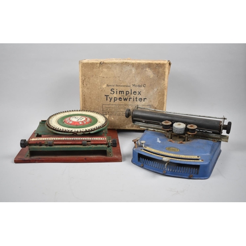 158 - A Vintage Tin Plate Timplex Childs Typewriter in Original Cardboard Box together with a Vintage Juni... 