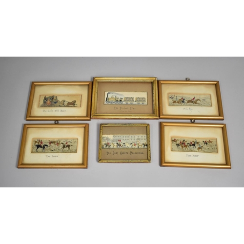 163 - A Collection of Five Reframed Stevengraph Silks to include Lady Godiva, Railway, Hunting, Coaching, ... 