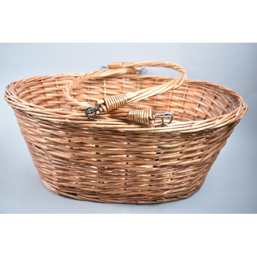 169 - A Vintage Two Handled Wicker Oval Basket, 49cms Wide