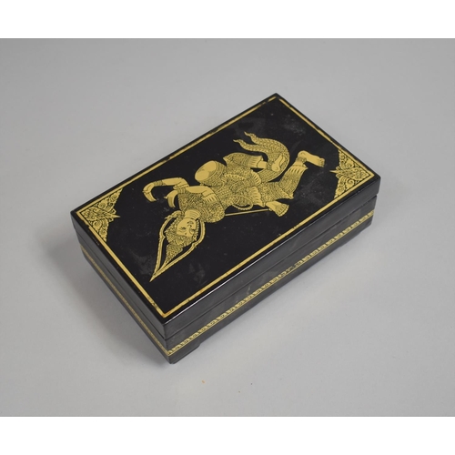 23 - A Late 20th Century Lacquered Papier Mache Box, The Hinged Lid decorated with Thai Dancer, 19x11cms