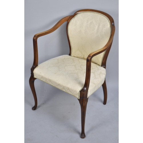 425 - A Mid 20th Century Walnut Framed Salon Tub Armchair on Cabriole Supports