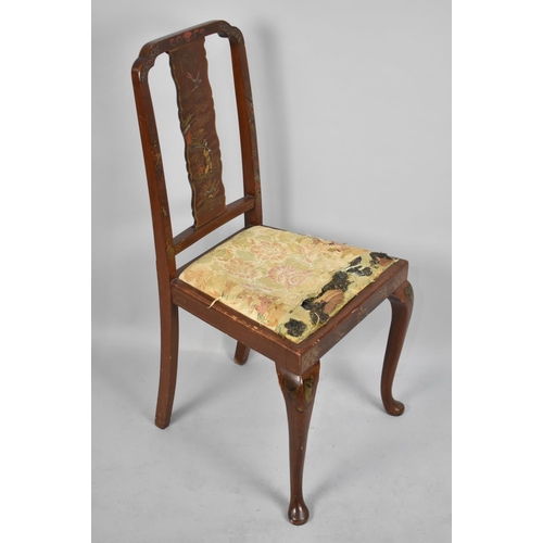 428 - An Edwardian Chinoiserie Side Chair, Pad Seat Requires Reupholstery