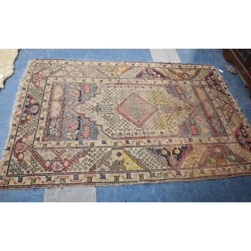 435 - A Vintage Patterned Rug, Some Wear, 190x123cms