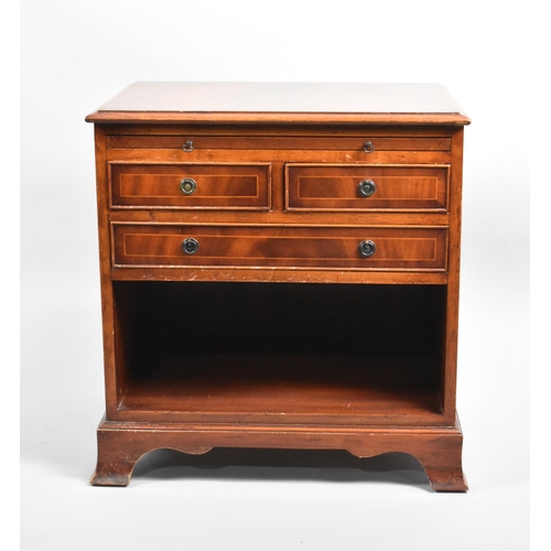 65 - A Modern Bradley String Inlaid and Crossbanded Mahogany Side Cabinet with Top Brushing Slide over Tw... 