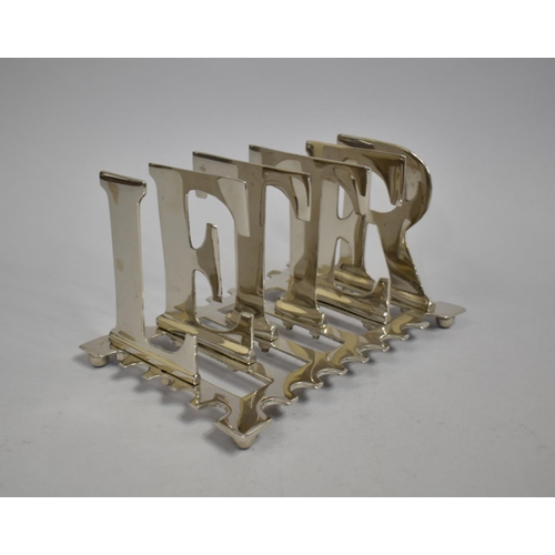 76 - A Modern Silver Plated Five Division Letter Rack, The Dividers Forming the Word 'Letter', 20cms Long