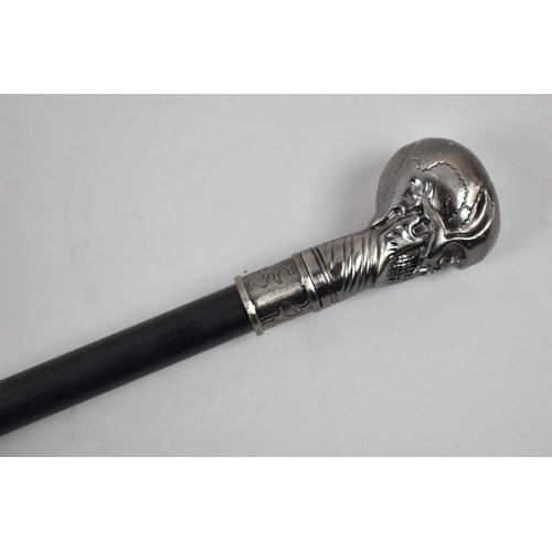 92 - A Reproduction Novelty Walking Cane with Skull Handle,