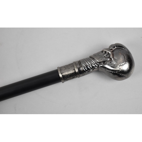 92 - A Reproduction Novelty Walking Cane with Skull Handle,