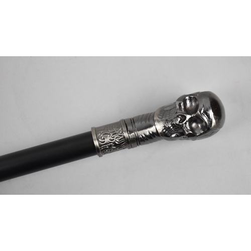 92 - A Reproduction Novelty Walking Cane with Skull Handle,