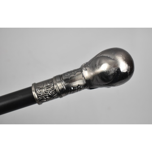 92 - A Reproduction Novelty Walking Cane with Skull Handle,