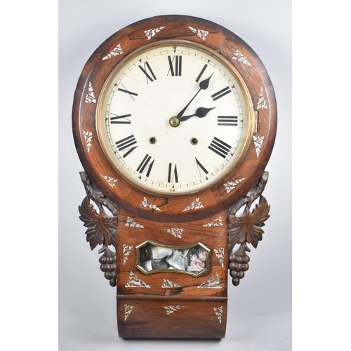 104 - A Late 19th Century Mother of Pearl Inlaid Rosewood Drop Dial Wall Clock