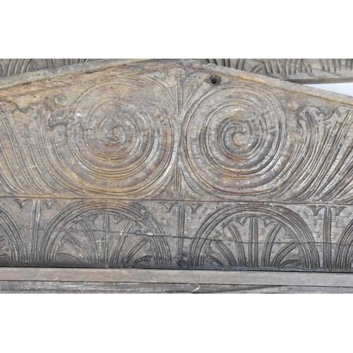 445 - A Collection of Early Oak Carved Lintel Panelling