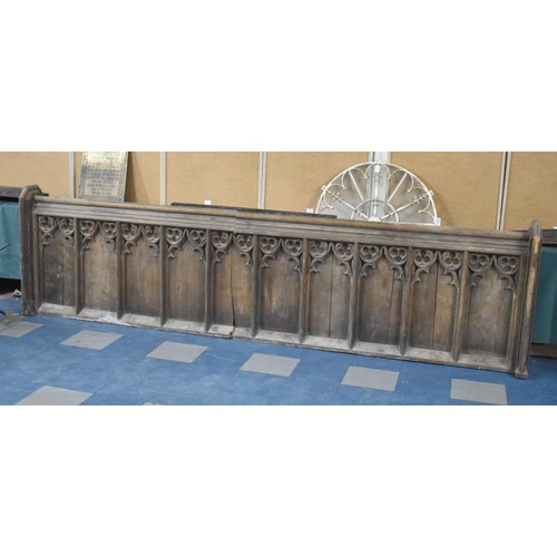 472 - A 19th Century Carved Oak Choir-Front Gothic Tracery Panels. 340x93cms High