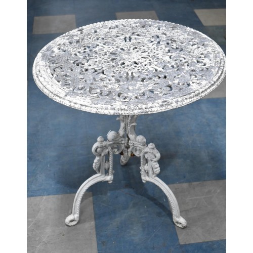 477 - A Circular White Painted Garden Tripod Table, 59cms Diameter