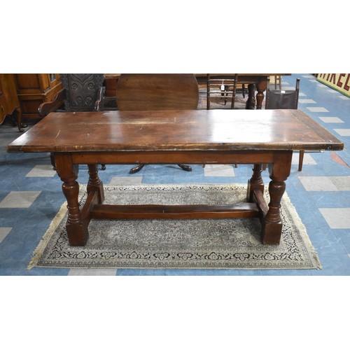 480 - A Mid 20th Century Elm Refectory Dining Table, 199x81cms