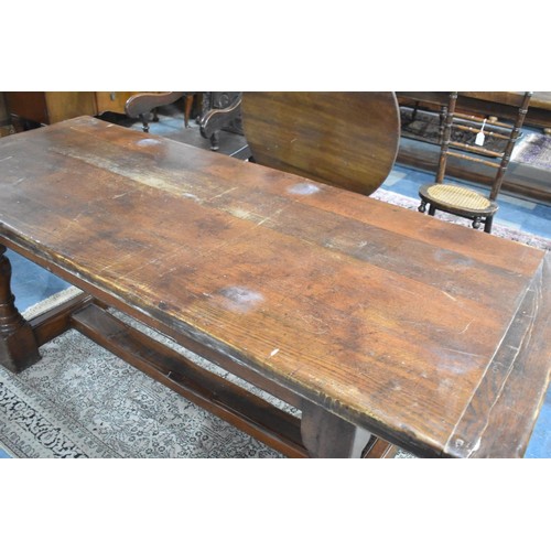 480 - A Mid 20th Century Elm Refectory Dining Table, 199x81cms