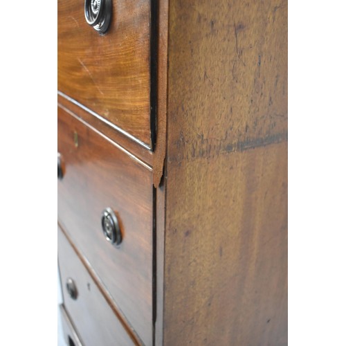 481 - A Victorian Mahogany Narrow Glazed Bookcase with Secretaire Type Top Drawer (Fittings Now Removed) G... 