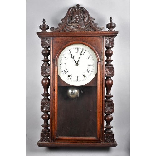 105 - An Edwardian Mahogany Cased Wall Clock, Requires Pendulum