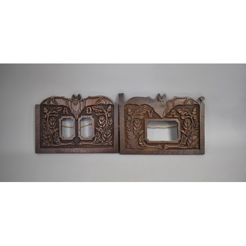 105 - Two Hand Carved Oak Photo Frames, One Unfinished, But both Decorated with Oak Leaves, Acorns and Bat... 