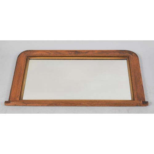 128 - An Edwardian Walnut Overmantle Mirror with Crossbanded and Inlaid Frame, 74x41cm Overall