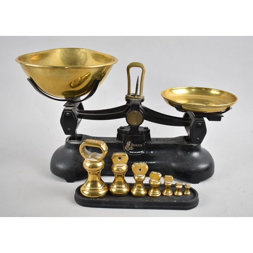 144 - A Mid 20th Century Brass Mounted Set of Kitchen Scales, Librasco Together with a Set of Seven Gradua... 