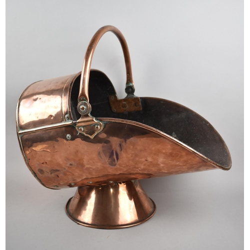 157 - A Late 19th Century Copper Helmet Shaped Coal Scuttle