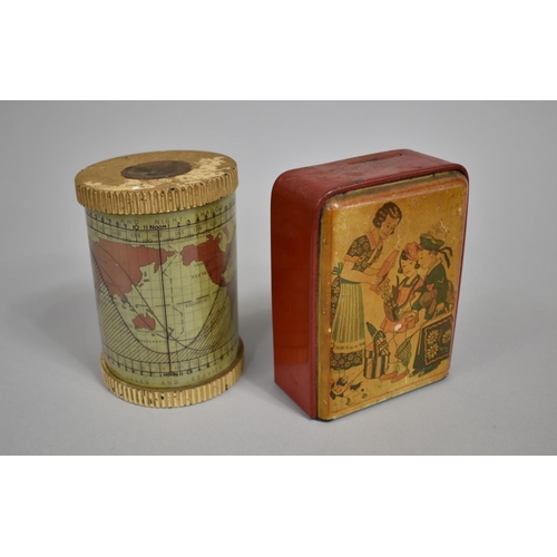 164 - A Novelty Tinplate Money Box Together with a Vintage Fisk Solariscope