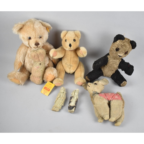 166 - A Collection of Vintage Teddy Bears and Soft Toys, Oriental Soapstone Figures etc