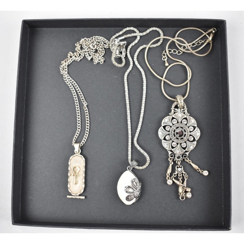 215 - Three Ladies Silver Chains with Various Pendants