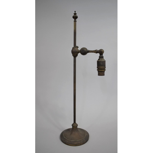 314 - An Edwardian Rise and Fall Brass Table Lamp with Weighted Base, 49cm high