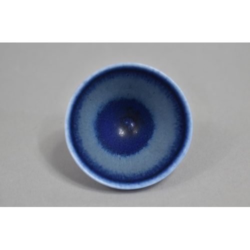 327 - A Miniature Carl Harry Stalhane Swedish Blue Glazed Bowl, Signed and Dated to Base, 1953, 5cm Diamet... 