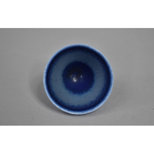 327 - A Miniature Carl Harry Stalhane Swedish Blue Glazed Bowl, Signed and Dated to Base, 1953, 5cm Diamet... 