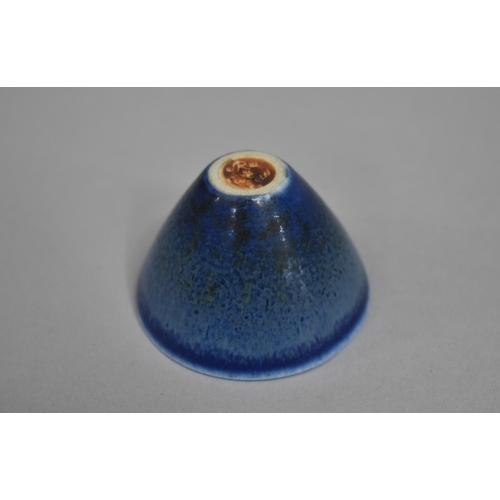 327 - A Miniature Carl Harry Stalhane Swedish Blue Glazed Bowl, Signed and Dated to Base, 1953, 5cm Diamet... 