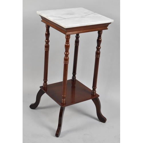 105 - A Modern Marble Topped Mahogany Two Tier Torchere Stand, 75cm high