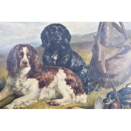 106 - A Gilt Framed Oil on Canvas, Sporting Dogs, Pheasants and Game, Early 20th Century, Signed Chris Mea... 