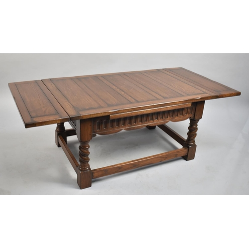 115 - A Mid 20th Century Oak Drawer Leaf Coffee Table, 91cm x 61cm When Closed