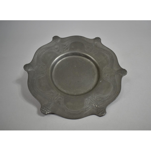 126 - An Art Nouveau Circular Pewter Tray or Stand, 19cm Diameter