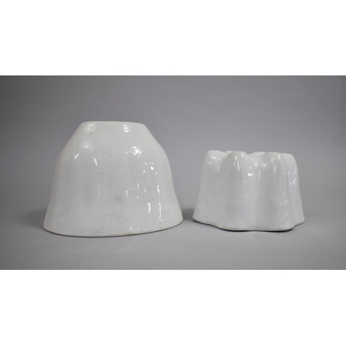 163 - Two Edwardian White Glazed Ceramic Jelly Moulds