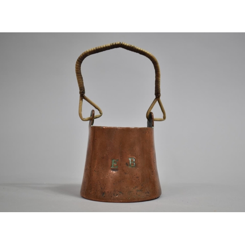 25 - A 19th Century Copper Measure in the Form of a Pail, Later Cane Handle, Monogrammed EB to Both Sides... 