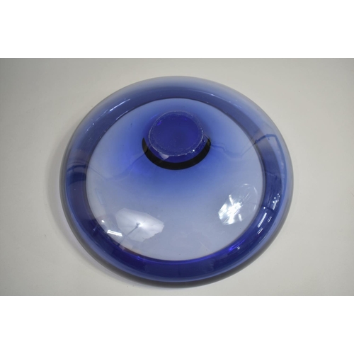 309 - A Mid 20th Century Swedish Blue Holmegaard Glass Bowl by Per Lutken, Signed, 40cm Diameter