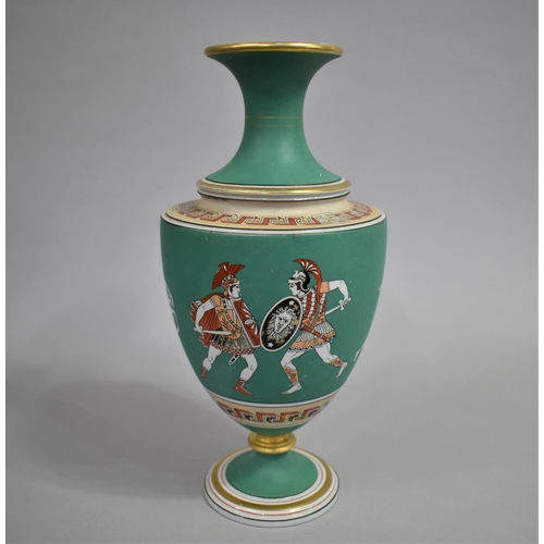 330 - A Prattware Vase Decorated with Classical Greek Dancers and Soldiers on Teal Ground, Varying Conditi... 