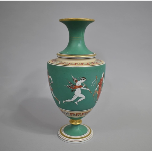 330 - A Prattware Vase Decorated with Classical Greek Dancers and Soldiers on Teal Ground, Varying Conditi... 