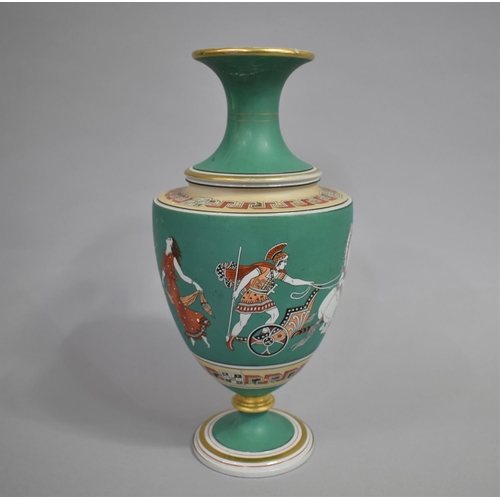 330 - A Prattware Vase Decorated with Classical Greek Dancers and Soldiers on Teal Ground, Varying Conditi... 