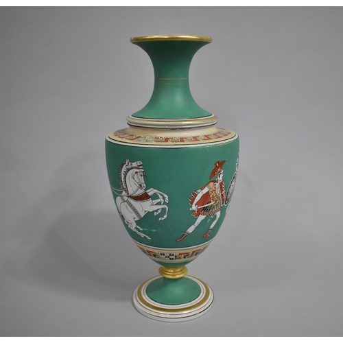 330 - A Prattware Vase Decorated with Classical Greek Dancers and Soldiers on Teal Ground, Varying Conditi... 